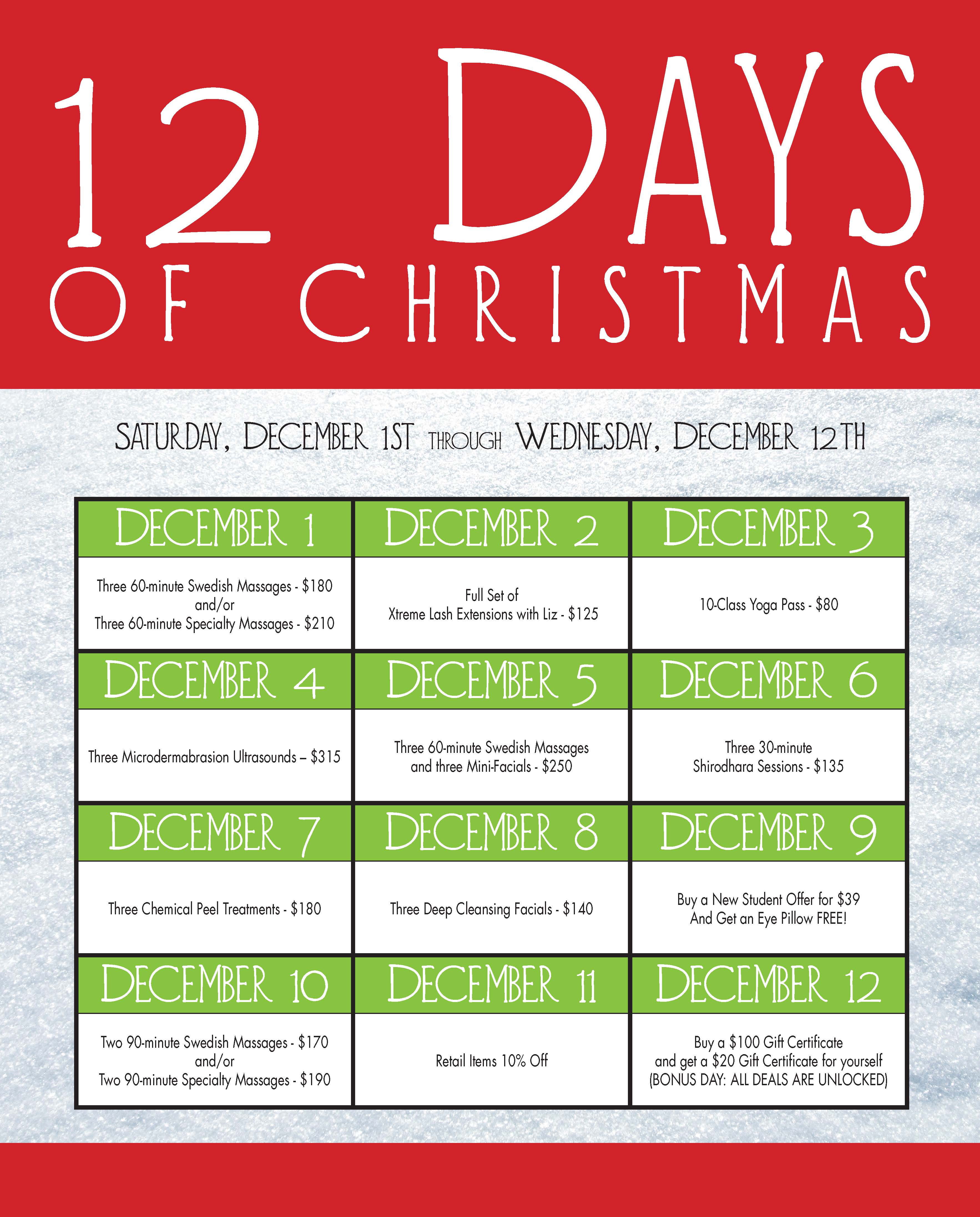 poster-12 days of christmas (002) | The Floating Lotus Day Spa and Yoga ...